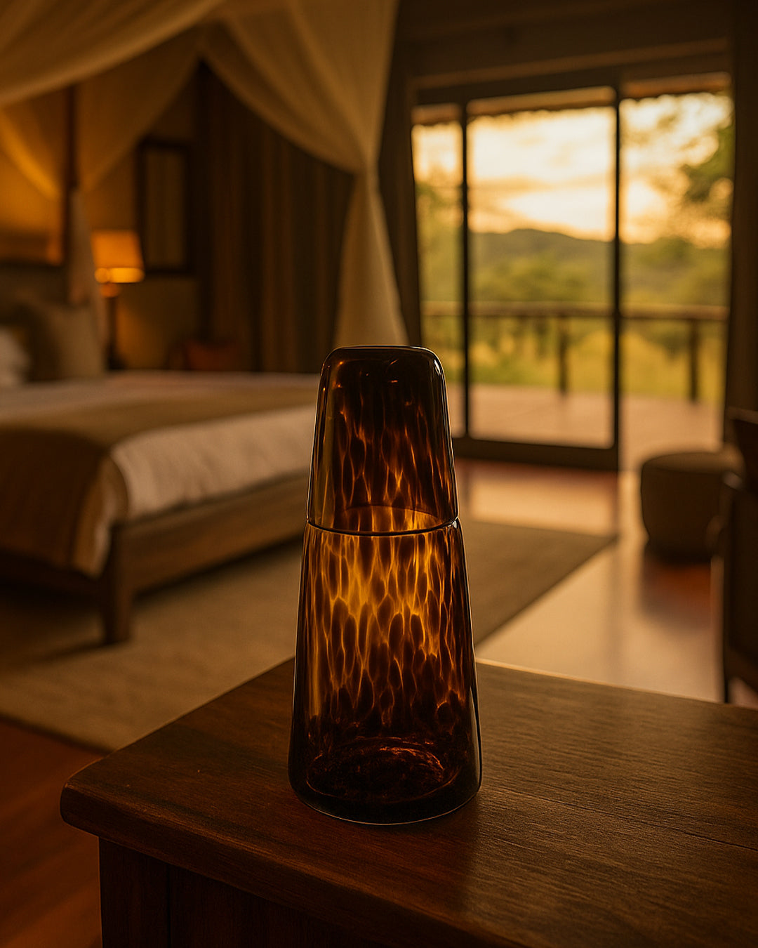 Tortoise Shell Glass Carafe