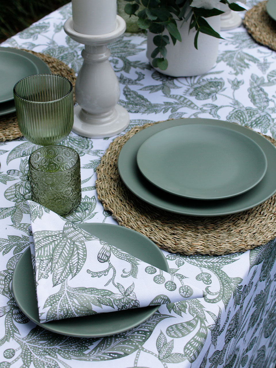 Green Batik Table Cloth 6-8 Seater