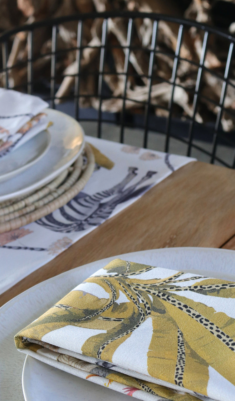 Mziki Mischief White Napkins Set of 2