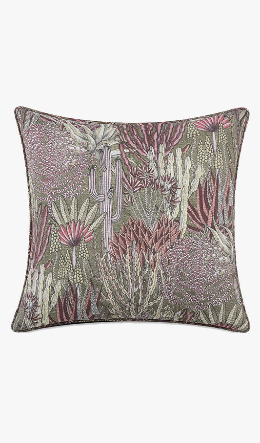 Euphorbia Forest Aubergine on Linen Scatter Cushion Cover