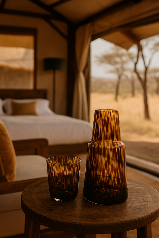 Tortoise Shell Glass Carafe