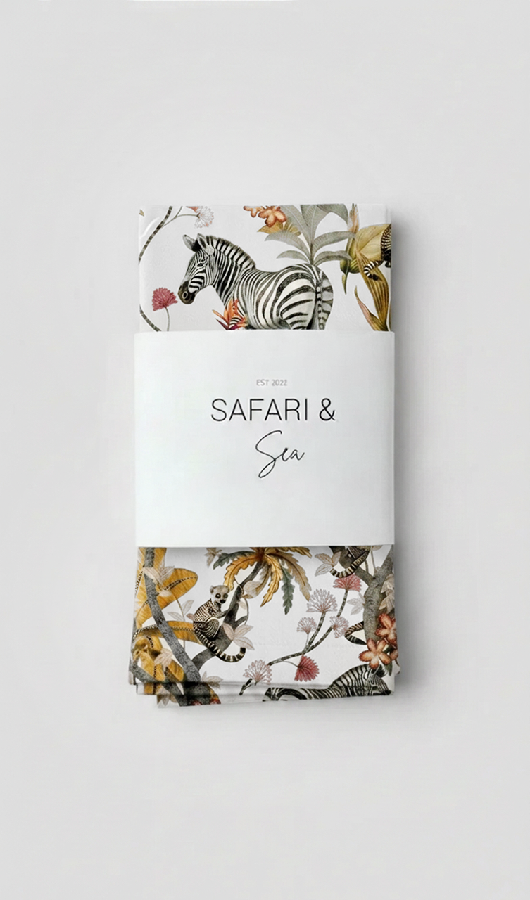 Mziki Mischief Napkin Set of 2 White