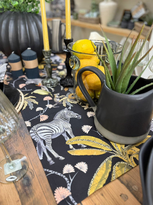 Mziki Mischief Black Table Runner