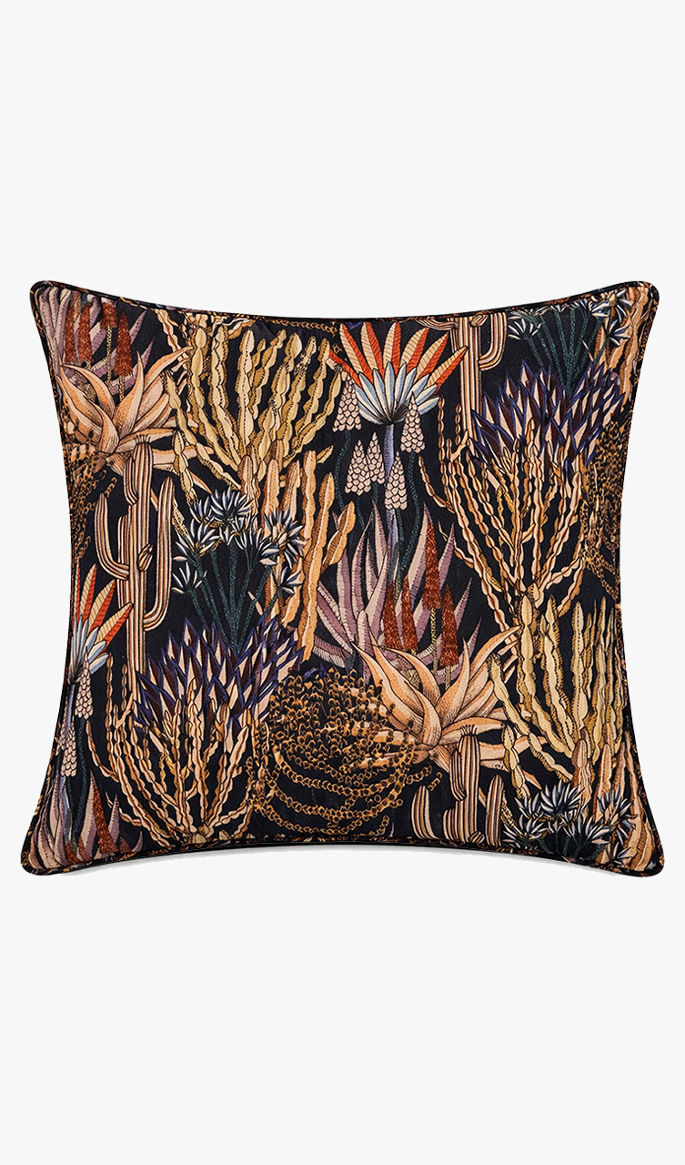 Euphorbia Forest Navy on Linen Scatter Cushion Cover
