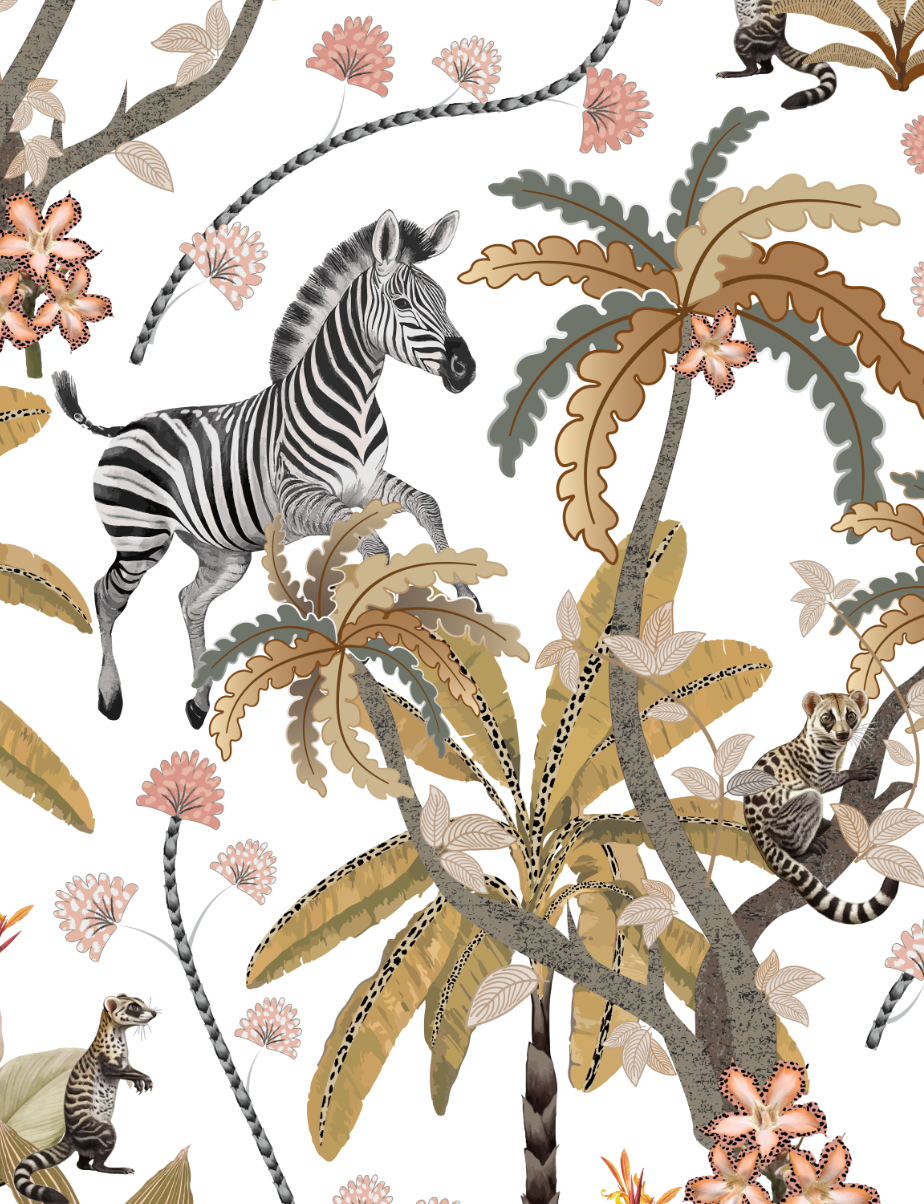 Mziki Mischief White Tea Towel